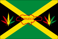 Flaga Jamajki i liście marihuany