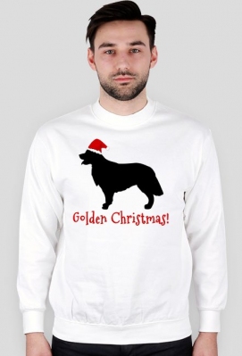 Męska świąteczna bluza - biała - Golden Retriever - Pies w Poznaniu