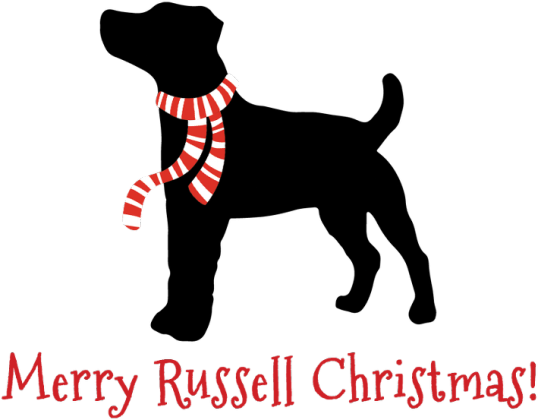 Męska świąteczna koszulka SLIM - biała - Russell Terrier