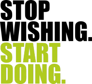 Koszulka "stop wishing..." męska, biała, zielony napis