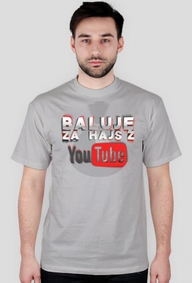 Baluję za hajs z YouTube | Koszulka szara | Męska - Koszulki YouTube. | ntCREW ©