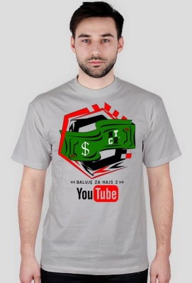 Baluję za hajs z YouTube v2 | Koszulka szara | Męska - Koszulki YouTube. | ntCREW ©