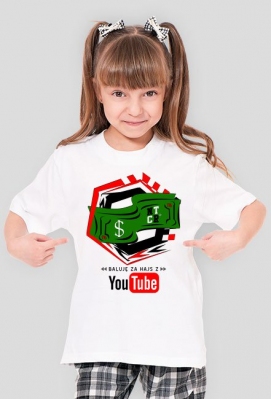 Baluję za hajs z YouTube v2 | Koszulka zielona | Dziecięca - Koszulki YouTube. | ntCREW ©