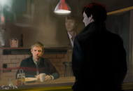 Plakat painting Sherlock & John sezon 3 promo