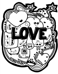 "Love" - Kubek Doodles