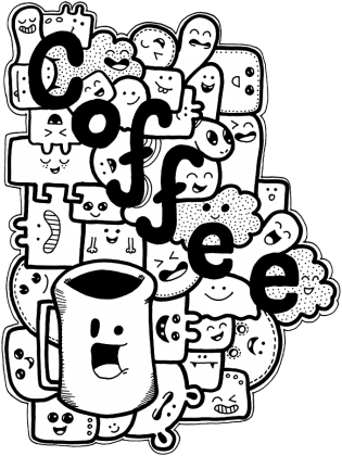 "Coffee" - Ciepła Bluza Doodles